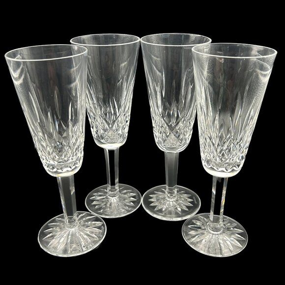 Set of 4 Waterford Crystal Lismore Champagne Glass made in Ireland 7 1/4